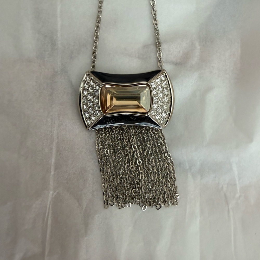 Touchstone Crystal Swarovski Tassel Necklace 20” -  Adjustable